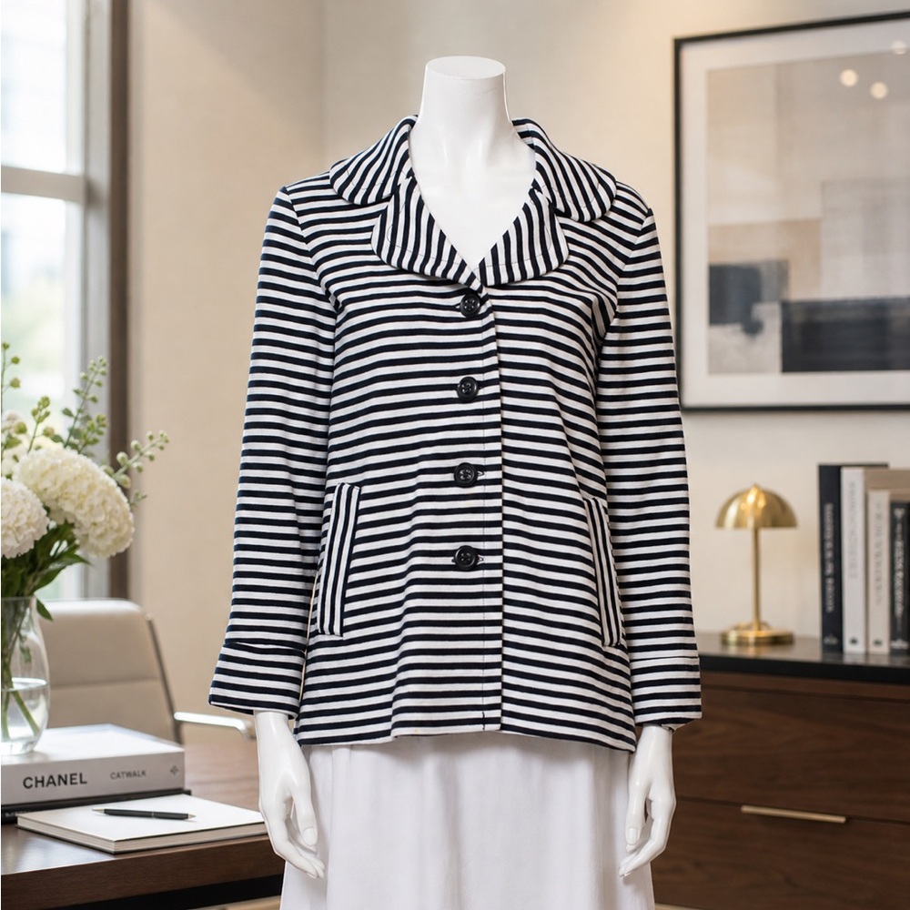 Pendleton Black and White Striped Jacket Blazer - Size Small